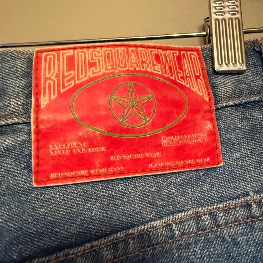 Authentic Y2K Red Square Wear Denim Skirt - Picture 7 of 14